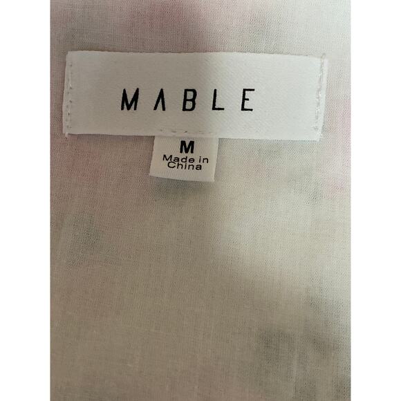 Mable Multicolor Floral Short Puff Sleeve Ruffle V Neck Peplum Blouse Top Size M - Picture 3 of 4